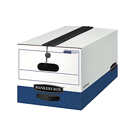 Bankers Box® Liberty® Plus Heavy-Duty Storage Boxes , Letter Size, 24" x 12" x 10", White/Blue, Case Of 12 - 1111104