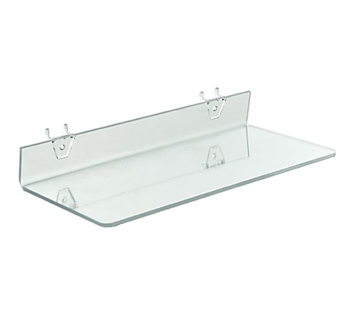 Azar Displays Acrylic Shelves For Pegboard And Slatwall Systems, 16"W x 6"D, Clear, Pack Of 4 Shelves