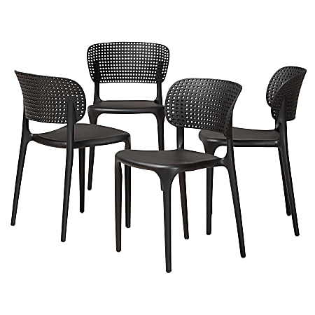 Baxton Studio Rae Dining Chairs, Black, Set Of 4 Chairs