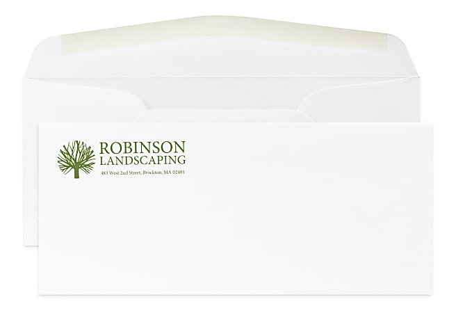 Custom PMS 1-Color Flat Print #10 Envelopes, Cougar® Opaque Smooth, 4-1/8" x 9-1/2", White, Box Of 250 Envelopes