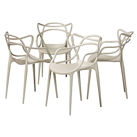 Baxton Studio Landry Dining Chairs, Beige, Set Of 4 Chairs