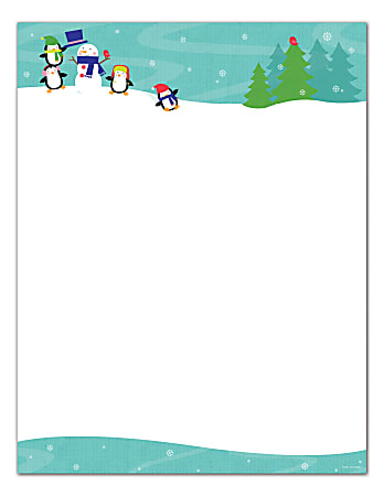 Great Papers!® Holiday Stationery, 8 1/2" x 11", Penguins Playing, Pack Of 80 Sheets