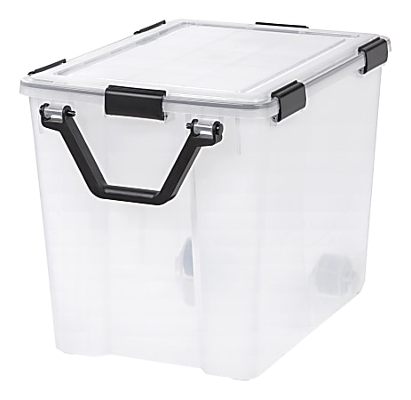 Iris 17 qt. Snap Top Plastic Storage Box in Clear with Gray Lid