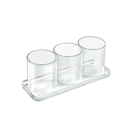 Azar Displays Acrylic Deluxe 3-Cup Holder, 3”H x 7”W x 2-1/2”D, Clear