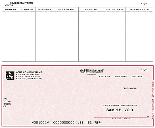 Continuous Accounts Payable Checks For Sage Peachtree®, 9 1/2" x 7", Box Of 250, AP34, Bottom Voucher