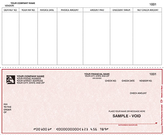 Continuous Accounts Payable Checks For Sage Peachtree®, 9 1/2" x 7", Box Of 250, AP34, Bottom Voucher