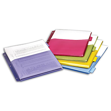 Office Depot Expanding Index Dividers, 5 Tabs, Assorted, Pack Of 5