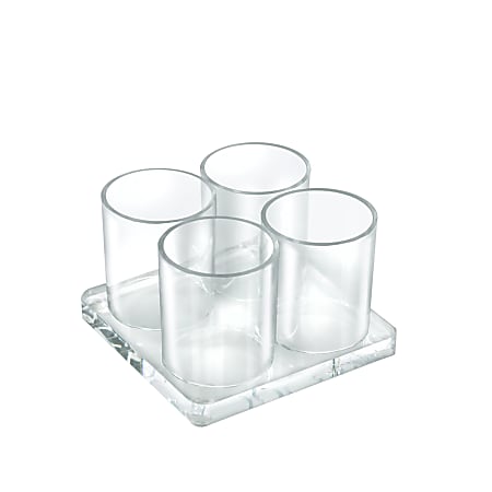 Azar Displays Acrylic Deluxe 4-Cup Holder, 3”H x