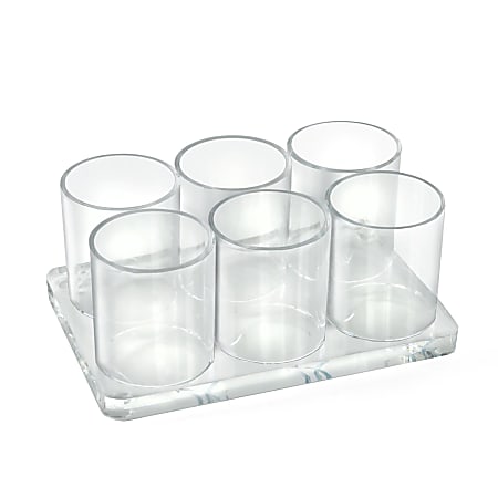 Azar Displays Acrylic Deluxe 6-Cup Holder, 3”H x 7”W x 4-3/4”D, Clear