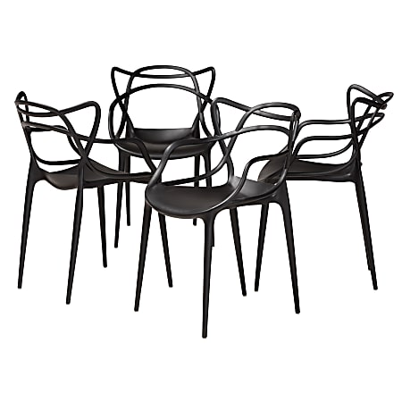 Baxton Studio Landry Dining Chairs, Black, Set Of 4 Chairs
