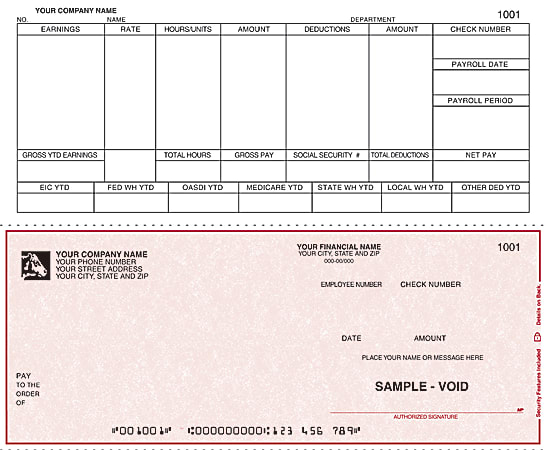 Custom Continuous Payroll Checks For DACEASY®, 9 1/2" x 7", Box Of 250