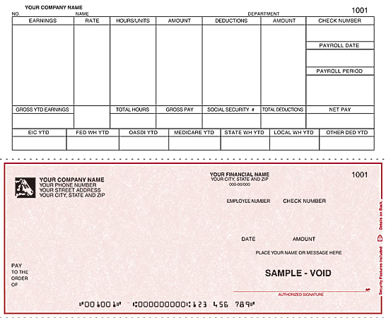 Custom Continuous Payroll Checks For DACEASY®, 9 1/2"