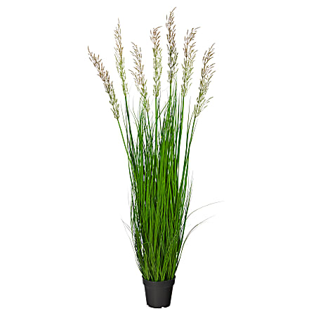Nearly Natural Plume Grass 54”H Artificial Plant With Planter, 54”H x 18”W x 18”D, Green/Black