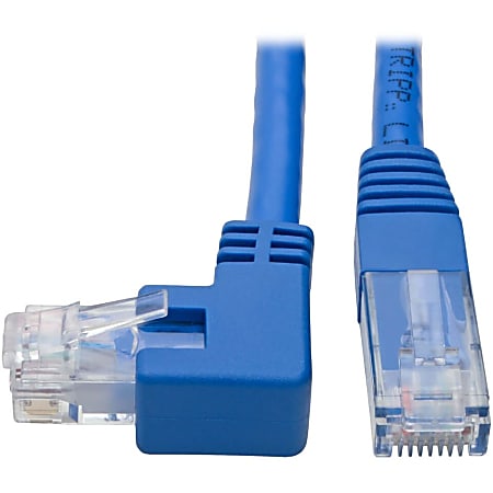 Tripp Lite Left-Angle Cat6 UTP Patch Cable (RJ45) - 1 ft., M/M, Gigabit, Molded, Blue - 1 ft Category 6 Network Cable  - N204001BLLA