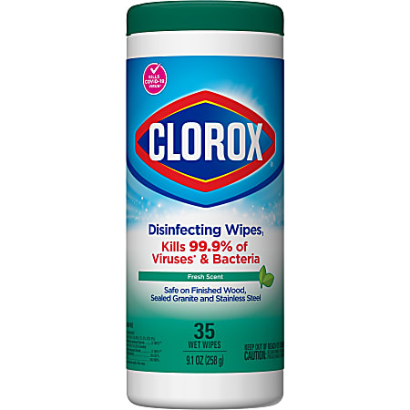 Clorox® Disinfecting Wipes, 7" x 8", Fresh Scent, Tub Of 35 Wipes