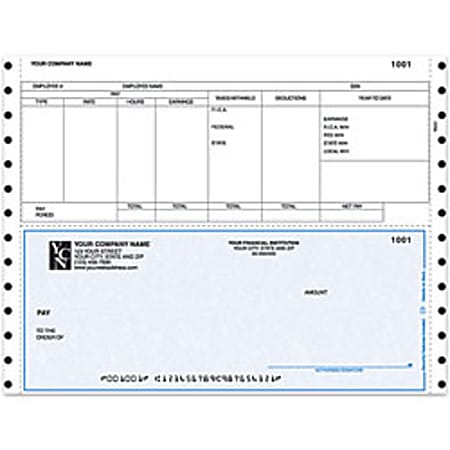 Continuous Payroll Checks For RealWorld®, 9 1/2" x 7", Box Of 250, CP64, Bottom Voucher