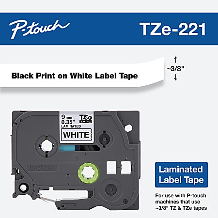 Brother TZe 221 Black On White Tape 0.38 x 26.2 - Office Depot