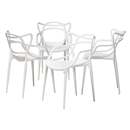 Baxton Studio Landry Dining Chairs, White, Set Of 4 Chairs