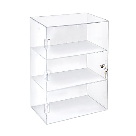 Azar Displays Acrylic 2-Shelf Lockbox Countertop Display, 17-1/4"H x 12-3/8"W x 7-7/8"D, Clear