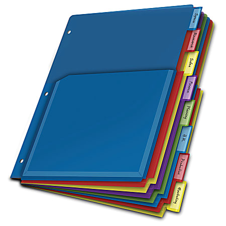 Office Depot Brand Transparent Binder Pocket Large 8 12 x 10 12 Assorted  Colors - Office Depot