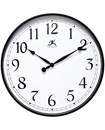 Infinity Instruments Office Round Wall Clock, 18”, Black
