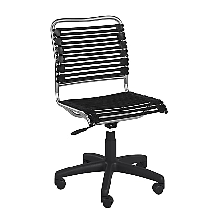 Eurostyle Allison Bungie Fabric Low-Back Office Chair with Height Adjustment, Black/Silver, 450 lb Capacity