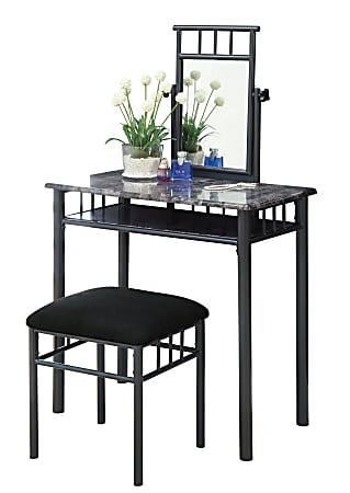 Monarch Specialties Nora Vanity Set, 50-1/2"H x 29"W x 16"D, Gray/Charcoal