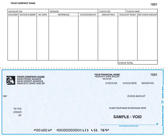 Continuous Accounts Payable Checks For RealWorld®, 9 1/2" x 7", 2-Part, Box Of 250, AP28, Bottom Voucher