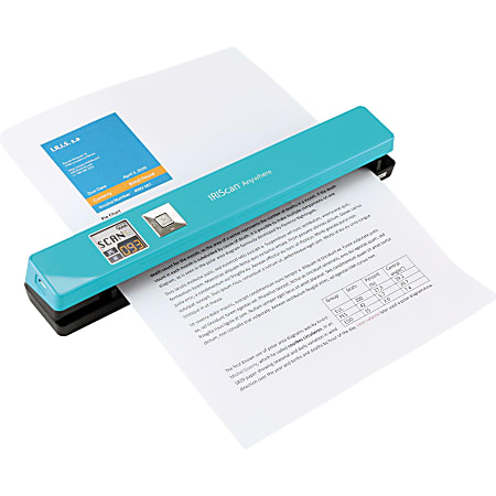 IRIS Iriscan Anywhere 5- Turquoise Portable Document And Photo Scanner - 12 ppm (Mono) - 12 ppm (Color) - PC Free Scanning - USB