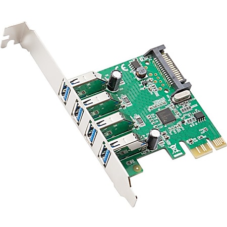 SYBA Multimedia USB3.0 PCIe Host Controller Card - PCI Express 2.0 x1 - Plug-in Card - 4 USB Port(s) - 4 USB 3.0 Port(s)