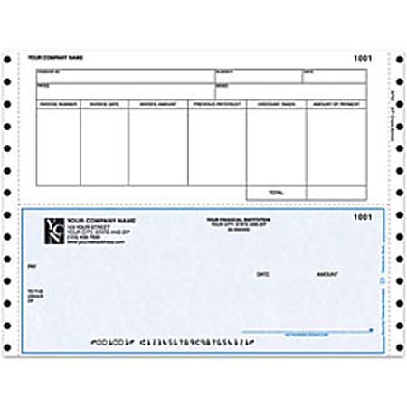 Custom Continuous Accounts Payable Checks For One Write Plus®, 9 1/2" x 7", 2-Part, Box Of 250