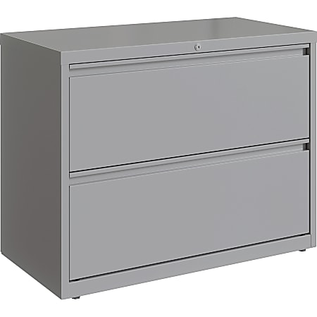 Lorell 36"W Lateral 2-Drawer File Cabinet, Metal, Silver