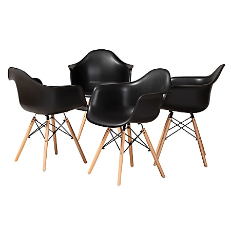 Baxton Studio Galen Dining Chairs, Black/Oak Brown, Set