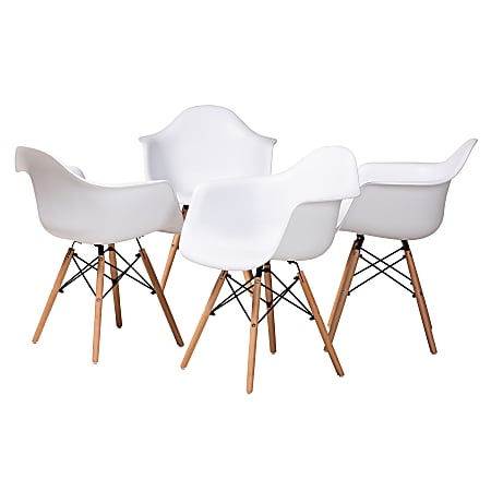 Baxton Studio Galen Dining Chairs, White/Oak Brown, Set