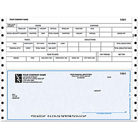 Custom Continuous Payroll Checks For Champion Business Systems®, 9 1/2" x 7", 2-Part, Box Of 250