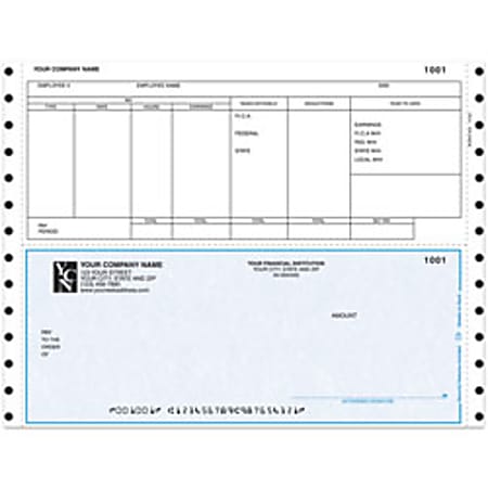 Custom Continuous Payroll Checks For Great Plains®, 9 1/2" x 7", 2-Part, Box Of 250