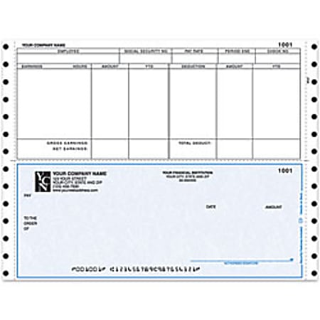 Custom Continuous Payroll Checks For MAS90/MAS200/MAS500®, 9 1/2" x 7", 2-Part, Box Of 250