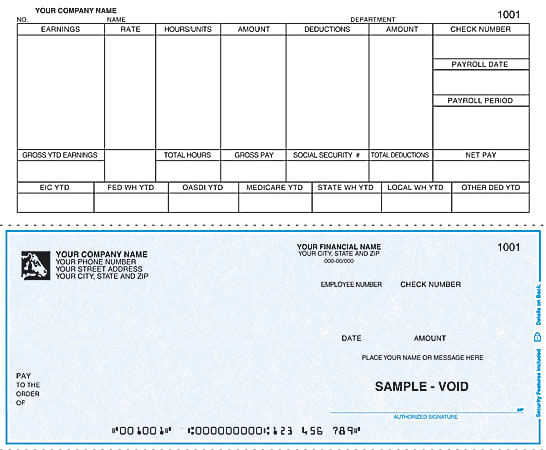 Custom Continuous Payroll Checks For DACEASY®, 9 1/2" x 7", 2-Part, Box Of 250