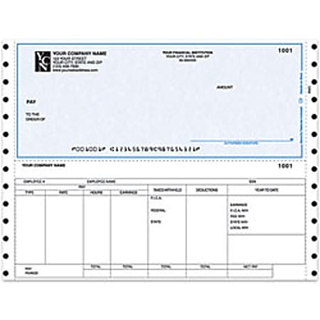 Continuous Payroll Checks For RealWorld®, 9 1/2" x 7", 2-Part, Box Of 250, CP63, Top Voucher