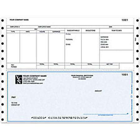 Continuous Payroll Checks For RealWorld®, 9 1/2" x 7", 2-Part, Box Of 250, CP64, Bottom Voucher