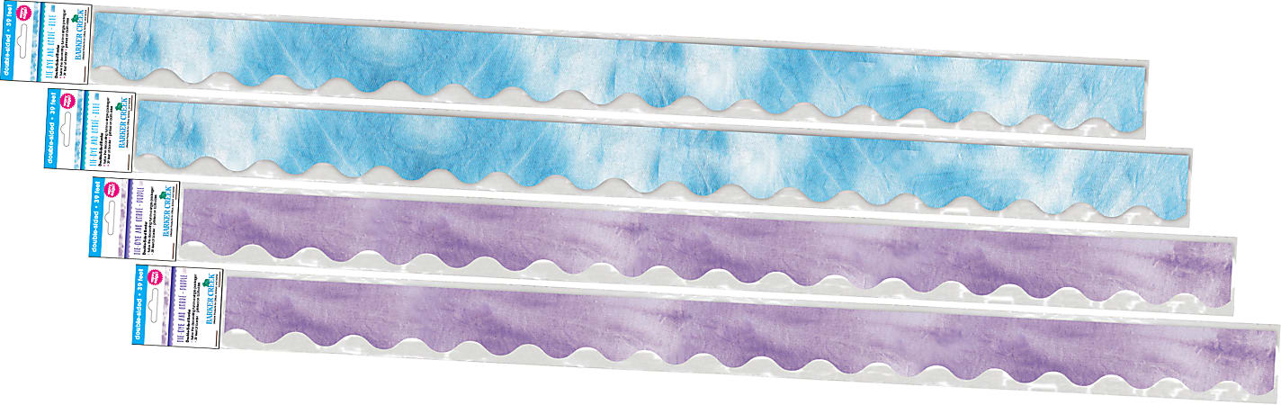 Barker Creek Double-Sided Scalloped-Edge Border Strips, 2-1/4" x 36", Blue/Purple Tie-Dye And Ombré, Pack Of 52 Strips