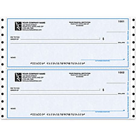 Custom Continuous Multipurpose Draft Checks For MECA®, 9 1/2" x 3 1/2", 2-Part, Box Of 250