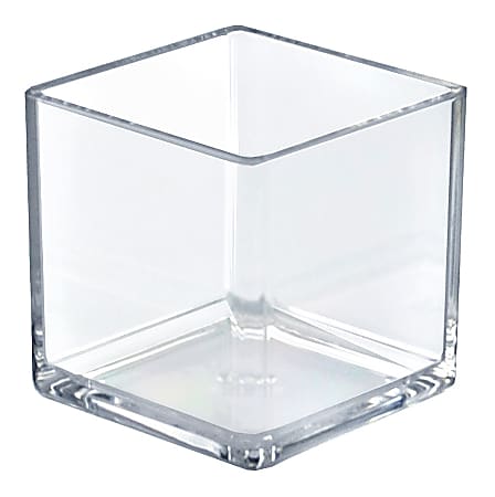 Azar Displays Deluxe Cube Bins, Small Size, 4" x 4" x 4", Clear, Pack Of 4