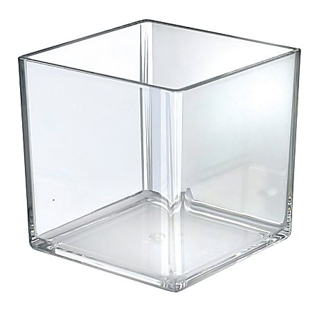 Azar Displays Deluxe Cube Bins, Small Size, 6" x 6" x 6", Clear, Pack Of 4