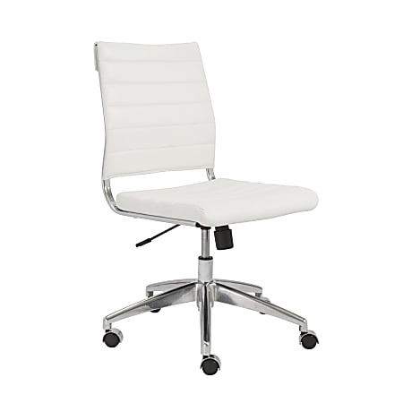 Eurostyle Axel Armless Faux Leather Low-Back Commercial Office Chair, White