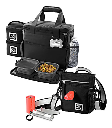 Overland Mobile Dog Gear Day/Night Walking Bag And Week Away® Bag For Small Dogs Bundle, Black