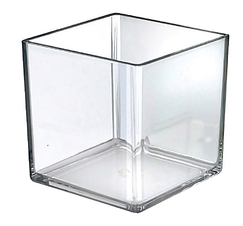 Azar Displays Deluxe Cube Bins, Medium Size, 7" x 7" x 7", Clear, Pack Of 4