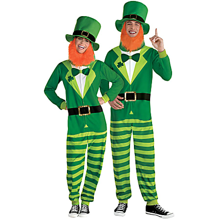 Amscan 3902709 St. Patrick's Day Leprechaun Adult Zipster, S/M, Green