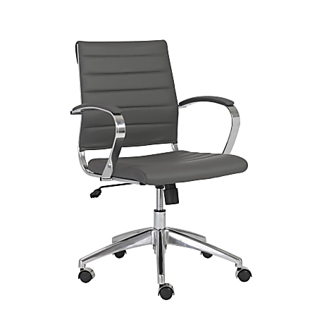 Eurostyle Axel Faux Leather Low-Back Commercial Office Chair, Gray