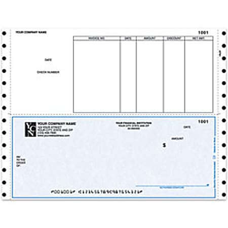 Continuous Accounts Payable Checks For Sage Peachtree®, 9 1/2" x 7", 3-Part, Box Of 250, AP94, Bottom Voucher